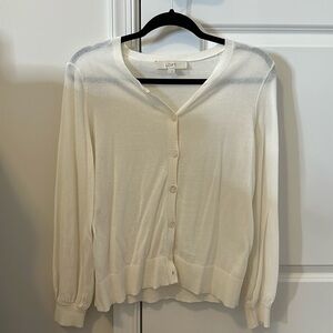 LOFT V-Neck White Cardigan